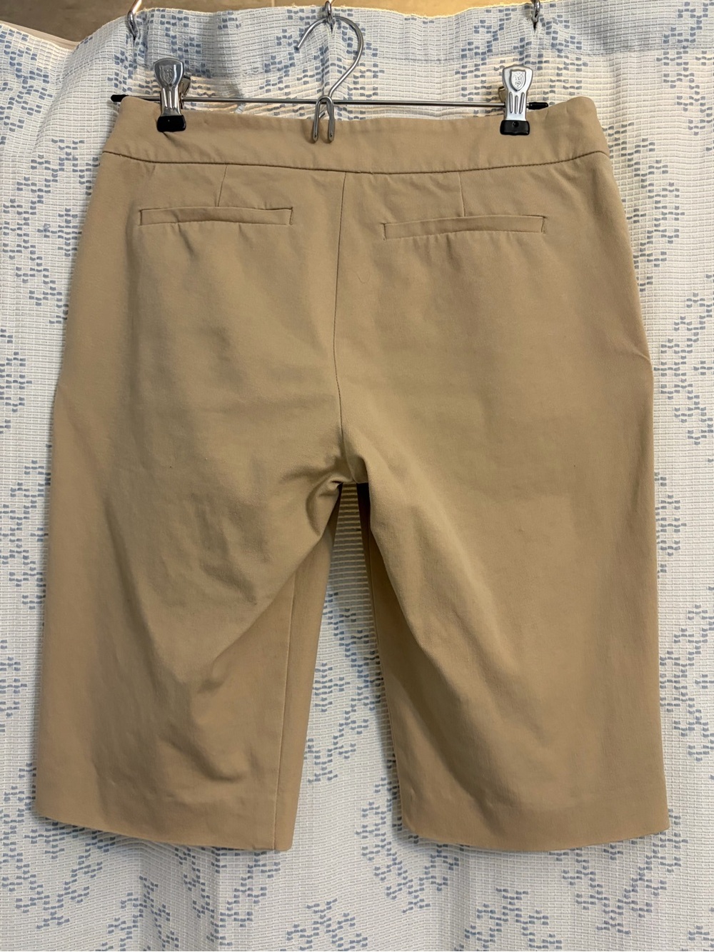 Preppy Coastal Old Money Khaki Tab Front Bermuda Shorts - Picture 2 of 15